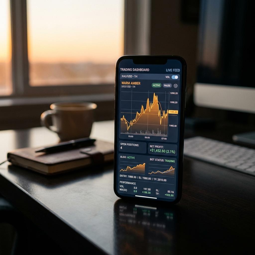 Algorithmus Strategie AI Crypto Trading Platform Oberfläche auf Smartphone